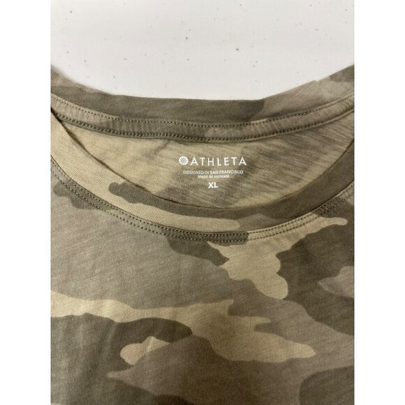 Athleta Womens XL Organic Daily Green Camo Crewneck Short Sleeve Shirt - Picture 5 of 6
